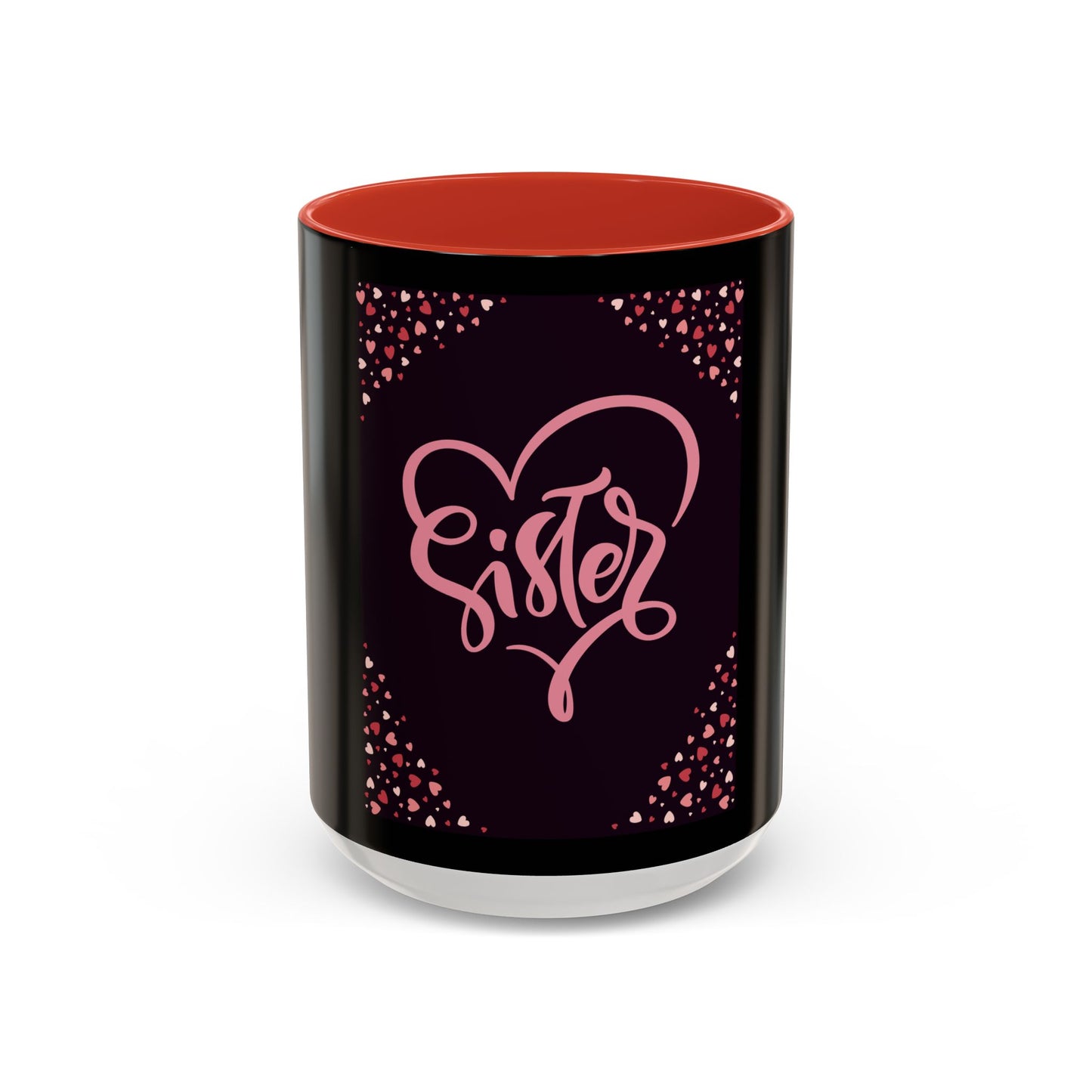 Sister Love Accent Coffee Mug - 11oz & 15oz Happy Heart Design for Gift Giving