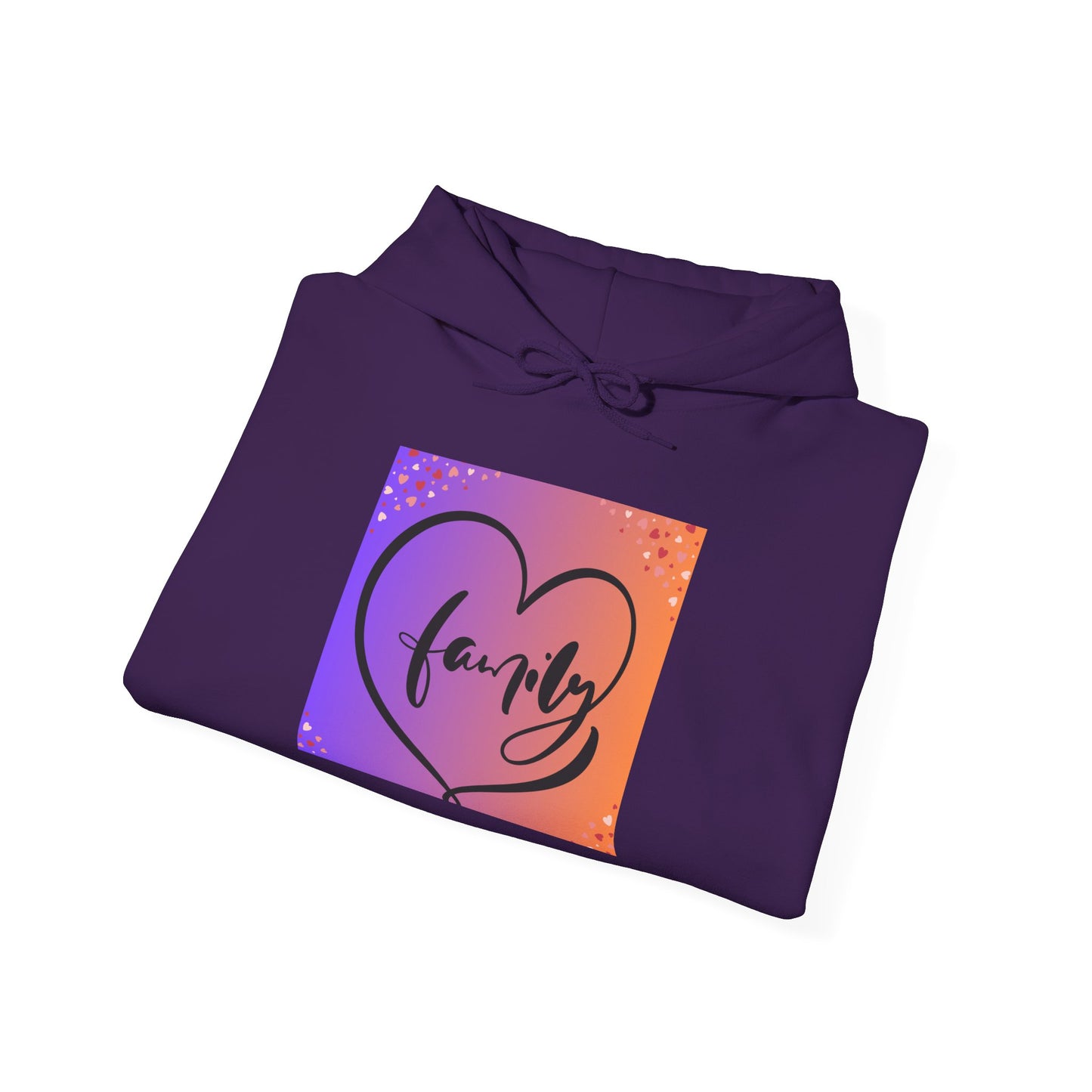 Family Heart Unisex Hooded Sweatshirt - Cozy & Vibrant Pullover for Loved Ones