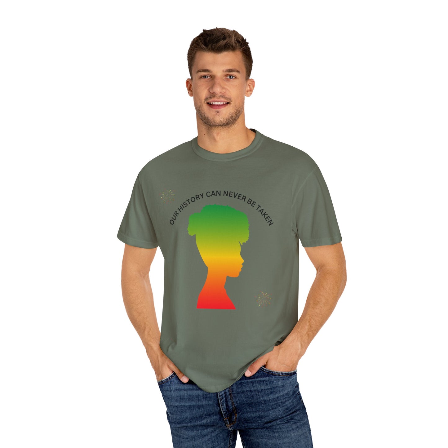 Unisex Garment-Dyed T-Shirt - ‘Our History Can Never Be Taken’ African Heritage Tee