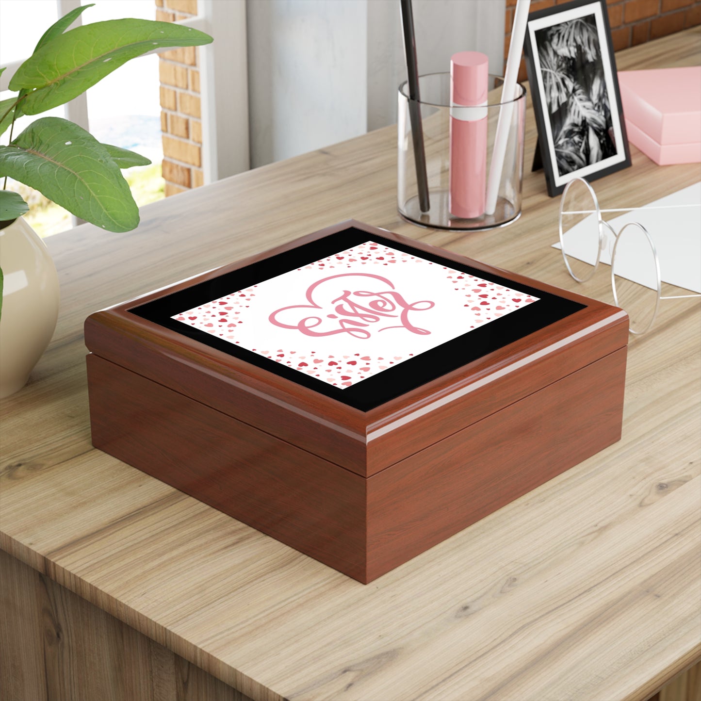 Personalized Sister Jewelry Box with Heart Design
