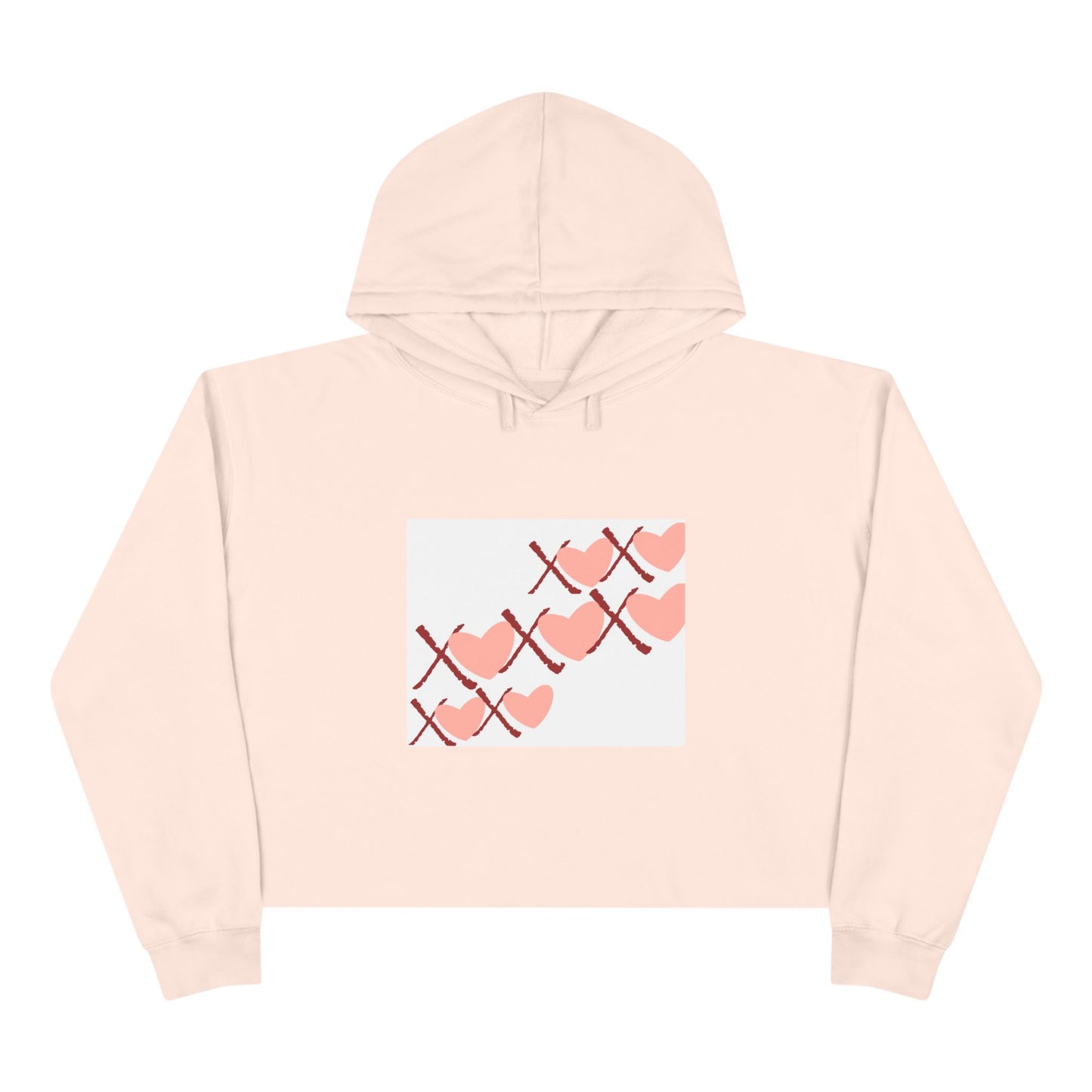 X And Hearts Chic Crop Hoodie with Heart Design - Perfect for Casual Outings & Gifts