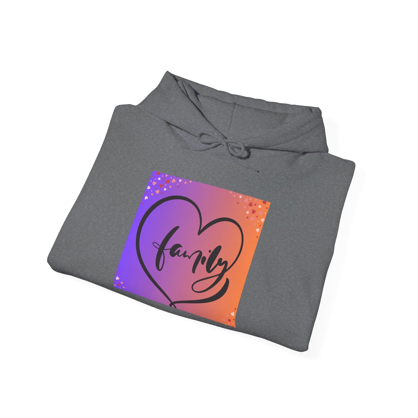 Family Heart Unisex Hooded Sweatshirt - Cozy & Vibrant Pullover for Loved Ones