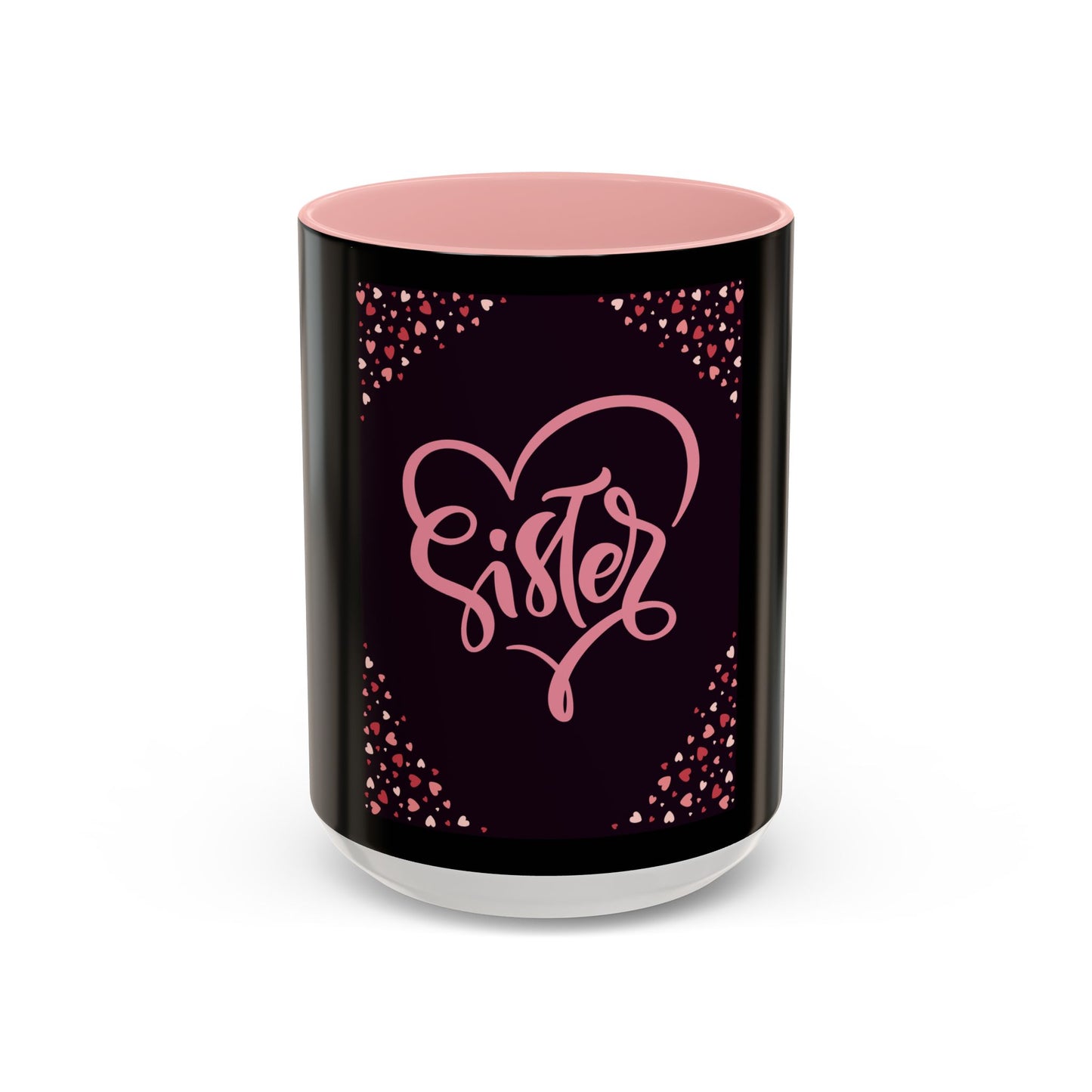 Sister Love Accent Coffee Mug - 11oz & 15oz Happy Heart Design for Gift Giving