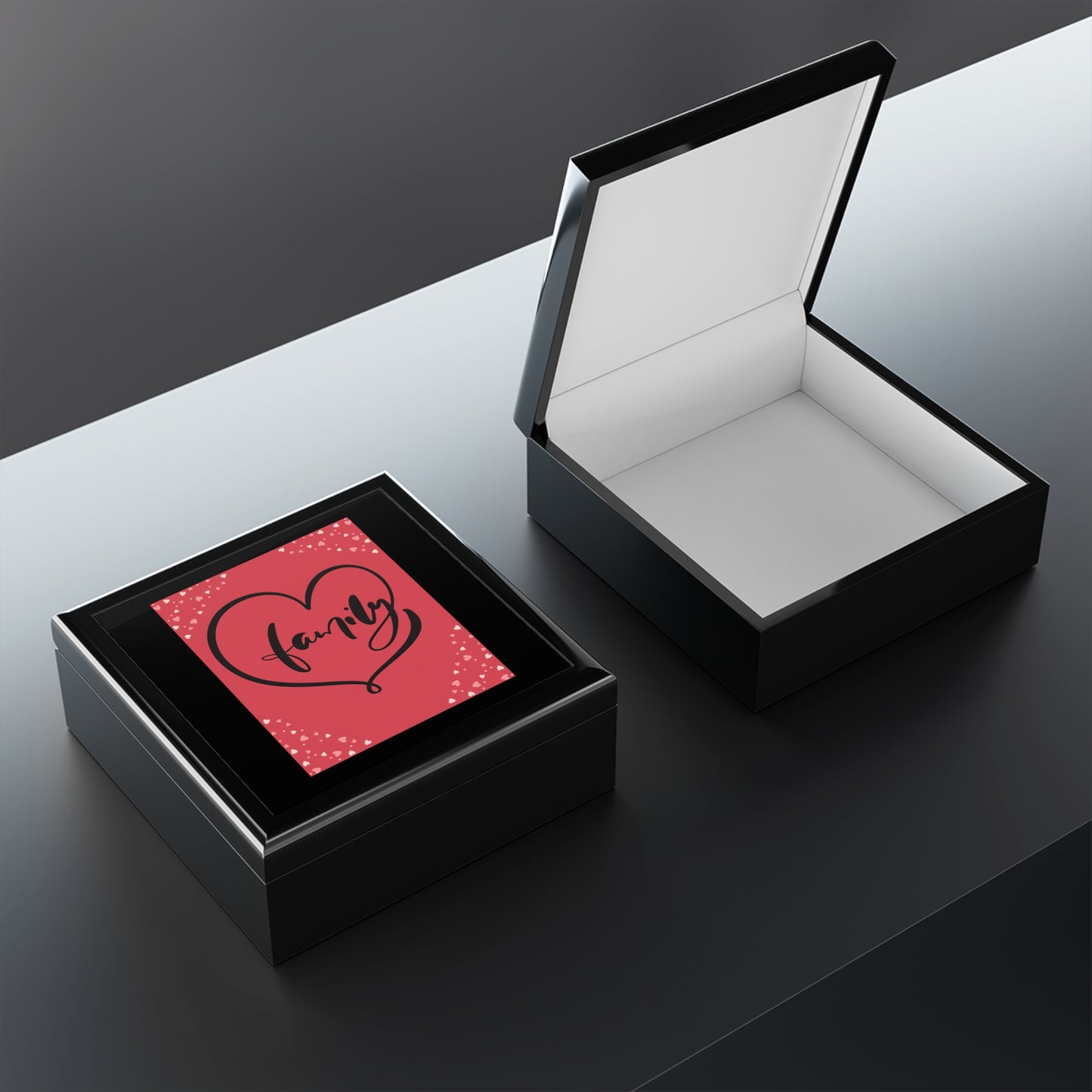 Family Love Personalized Family Jewelry Box - Heart Design
