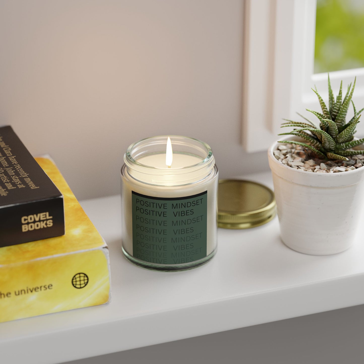 Positive Mindset Positive Vibes Scented Candles, Coconut Apricot Wax (4oz, 9oz)