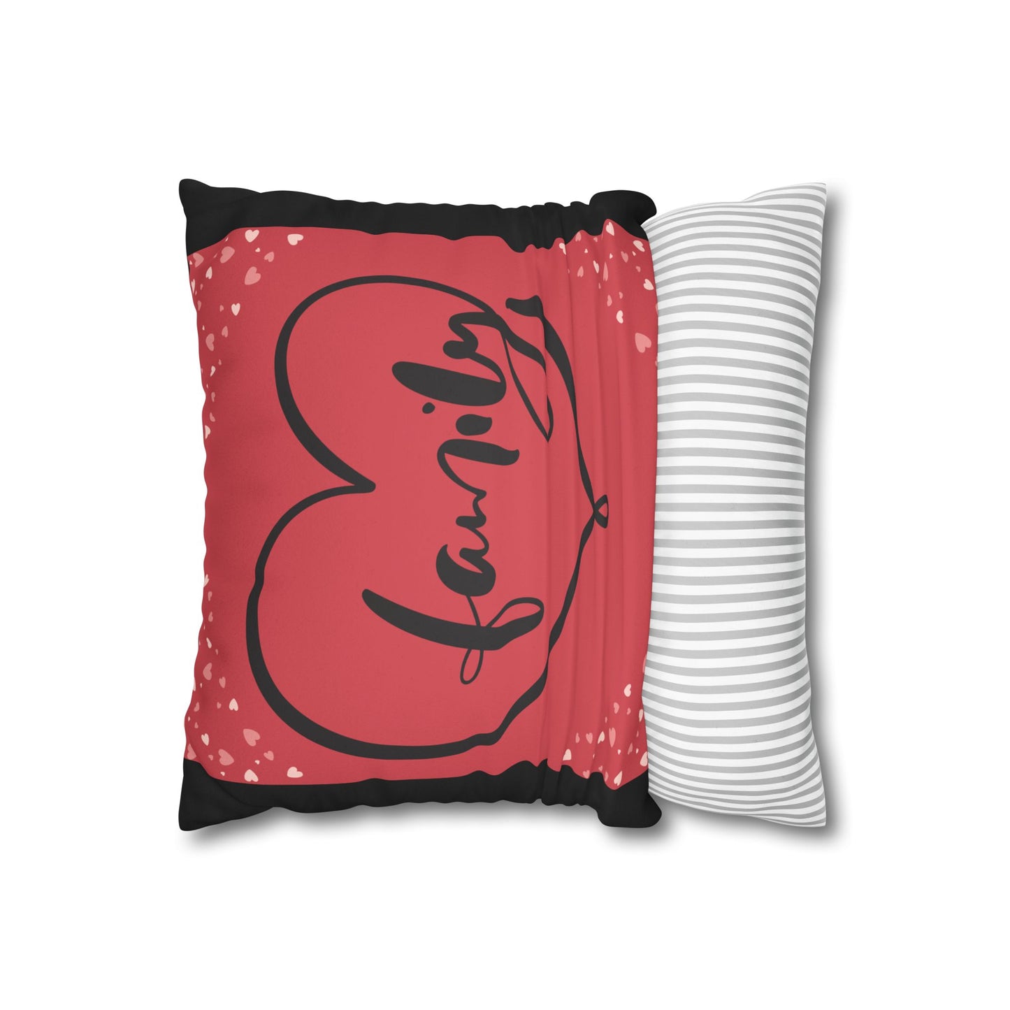 Family Love Cozy Faux Suede Family Pillowcase – Heart Design for Home Decor