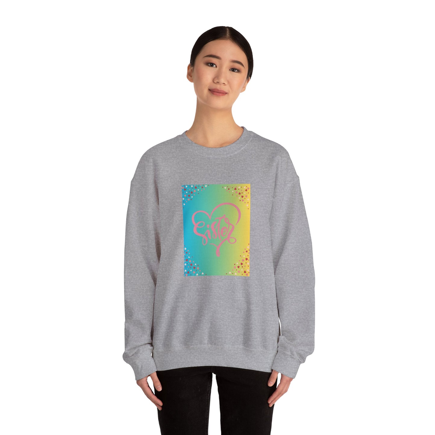 Sister Love Crewneck Sweatshirt - Colorful Heart Design