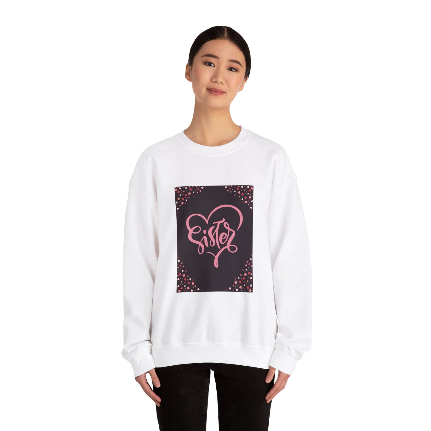 Sister Love Heart Crewneck Sweatshirt - Cozy Gift for Siblings