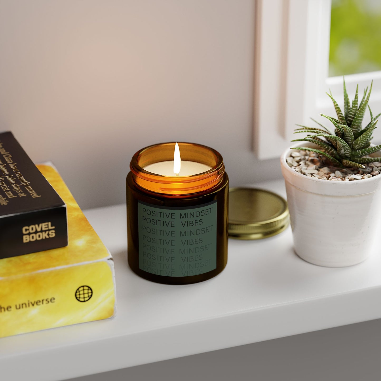 Positive Mindset Positive Vibes Scented Candles, Coconut Apricot Wax (4oz, 9oz)