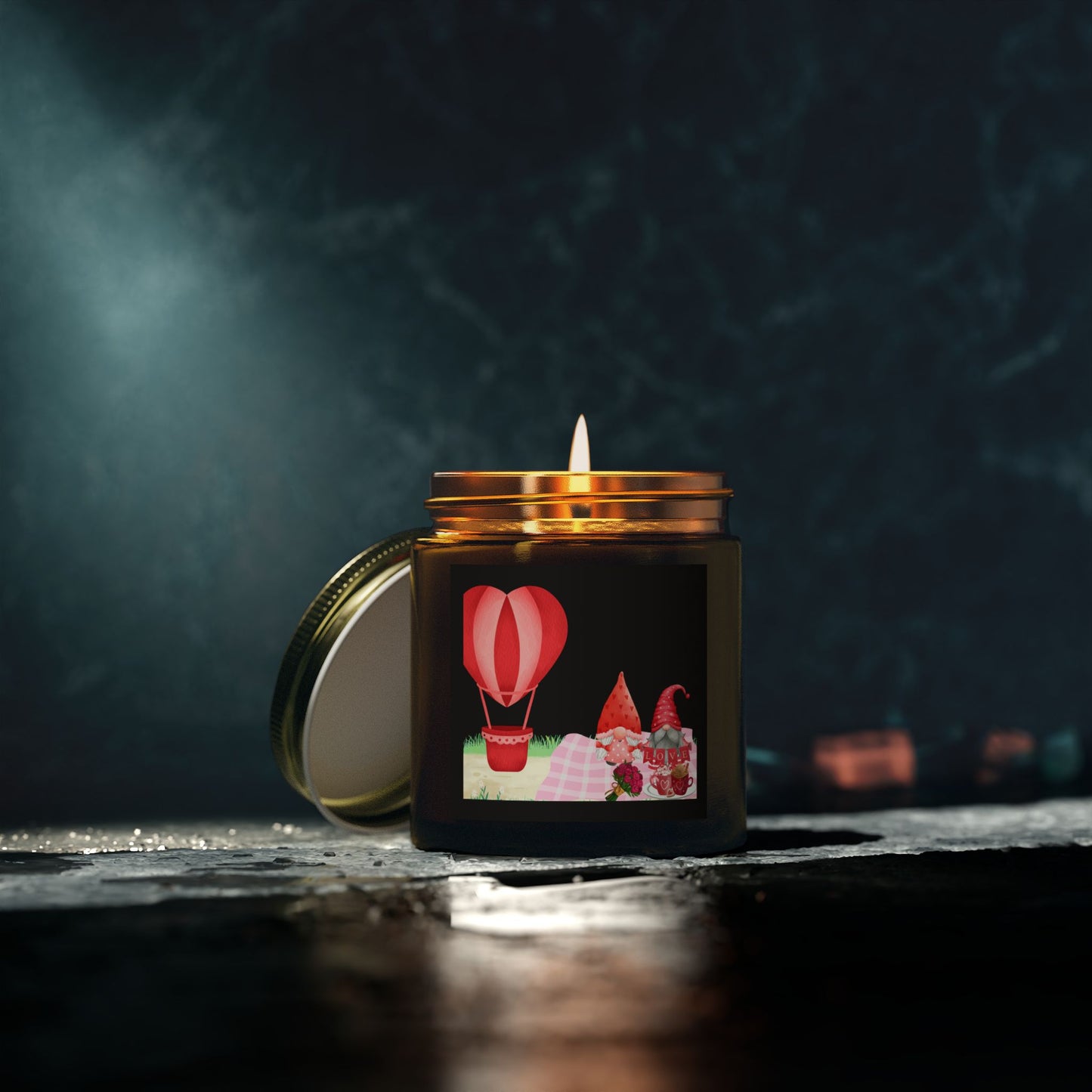 Love is in the Air Valentines Day -Scented Candle - Coconut Apricot Wax with Hot Air Balloon Design - Perfect for Cozy Evenings & Gifts