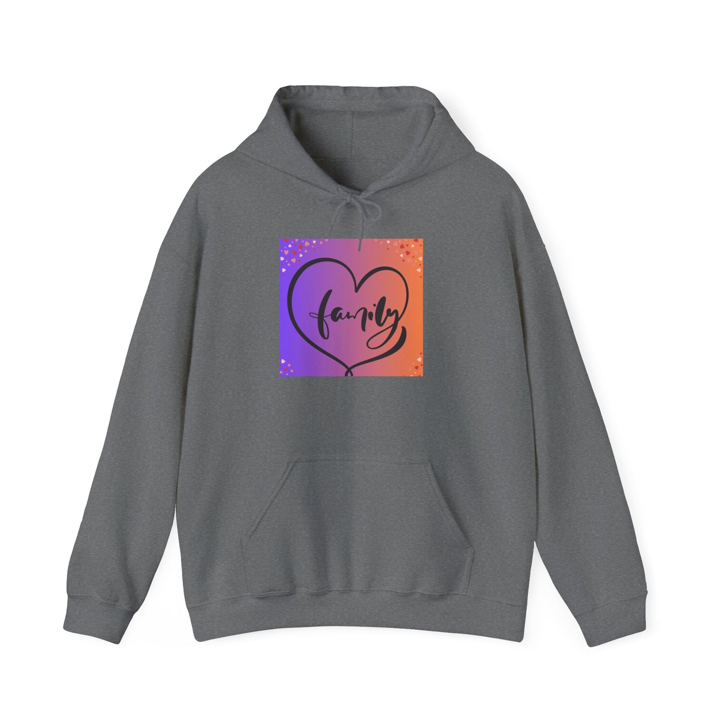 Family Heart Unisex Hooded Sweatshirt - Cozy & Vibrant Pullover for Loved Ones