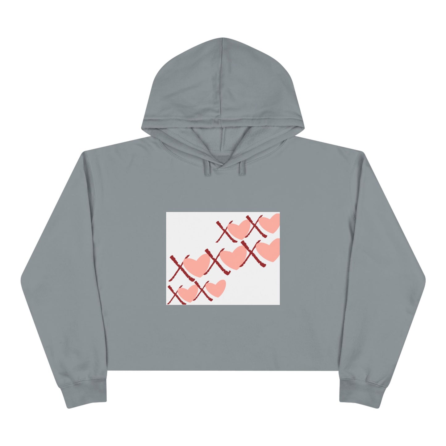 X And Hearts Chic Crop Hoodie with Heart Design - Perfect for Casual Outings & Gifts