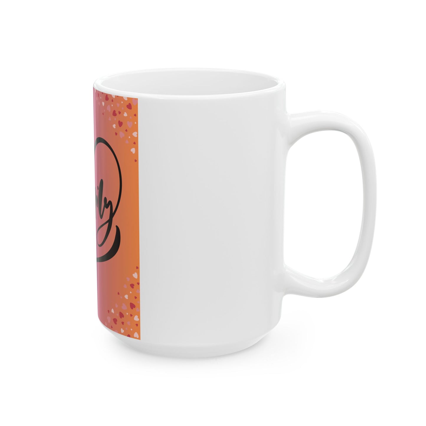 Family Love Heart Ceramic Mug - Vibrant 11oz & 15oz Coffee Cup for Loved Ones