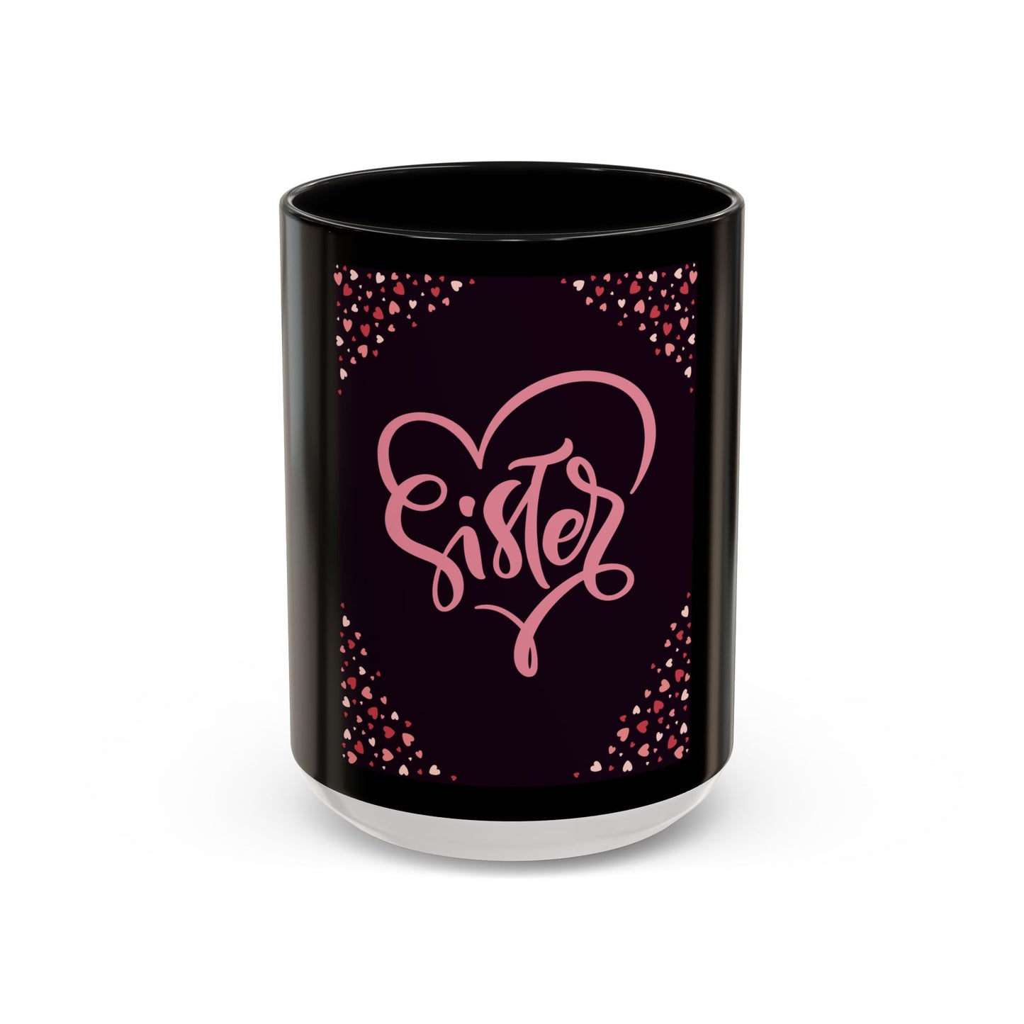 Sister Love Accent Coffee Mug - 11oz & 15oz Happy Heart Design for Gift Giving
