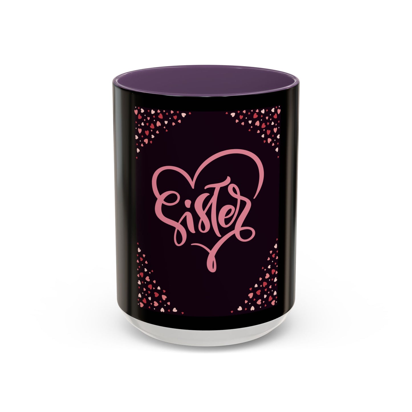 Sister Love Accent Coffee Mug - 11oz & 15oz Happy Heart Design for Gift Giving