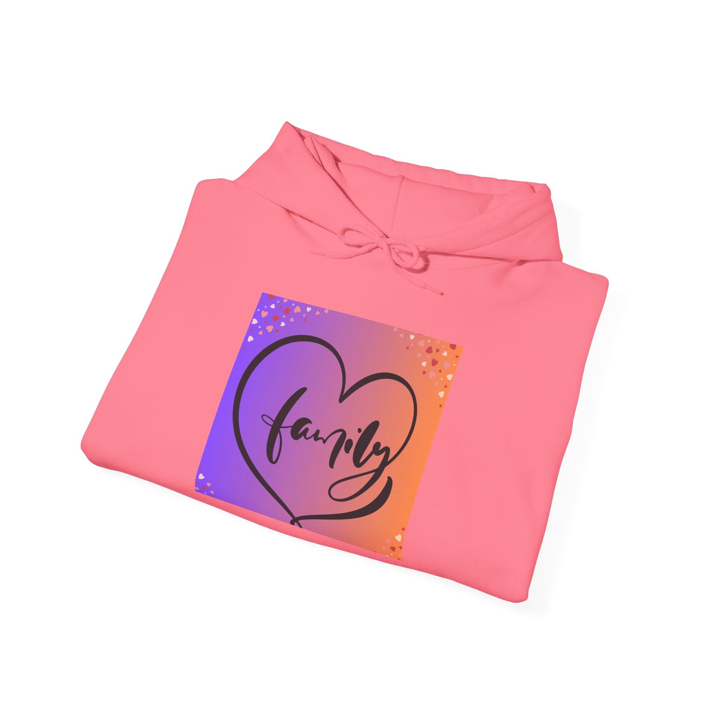 Family Heart Unisex Hooded Sweatshirt - Cozy & Vibrant Pullover for Loved Ones