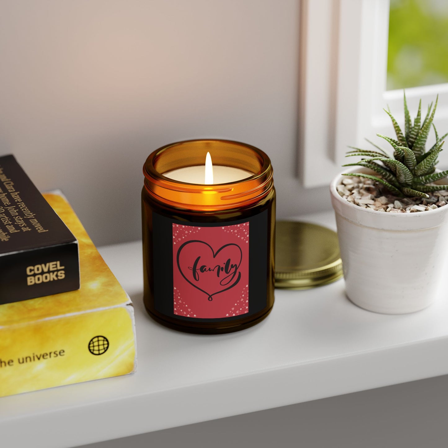 Family Scented Candle - Coconut Apricot Wax (4oz, 9oz) - Warm Home Ambiance