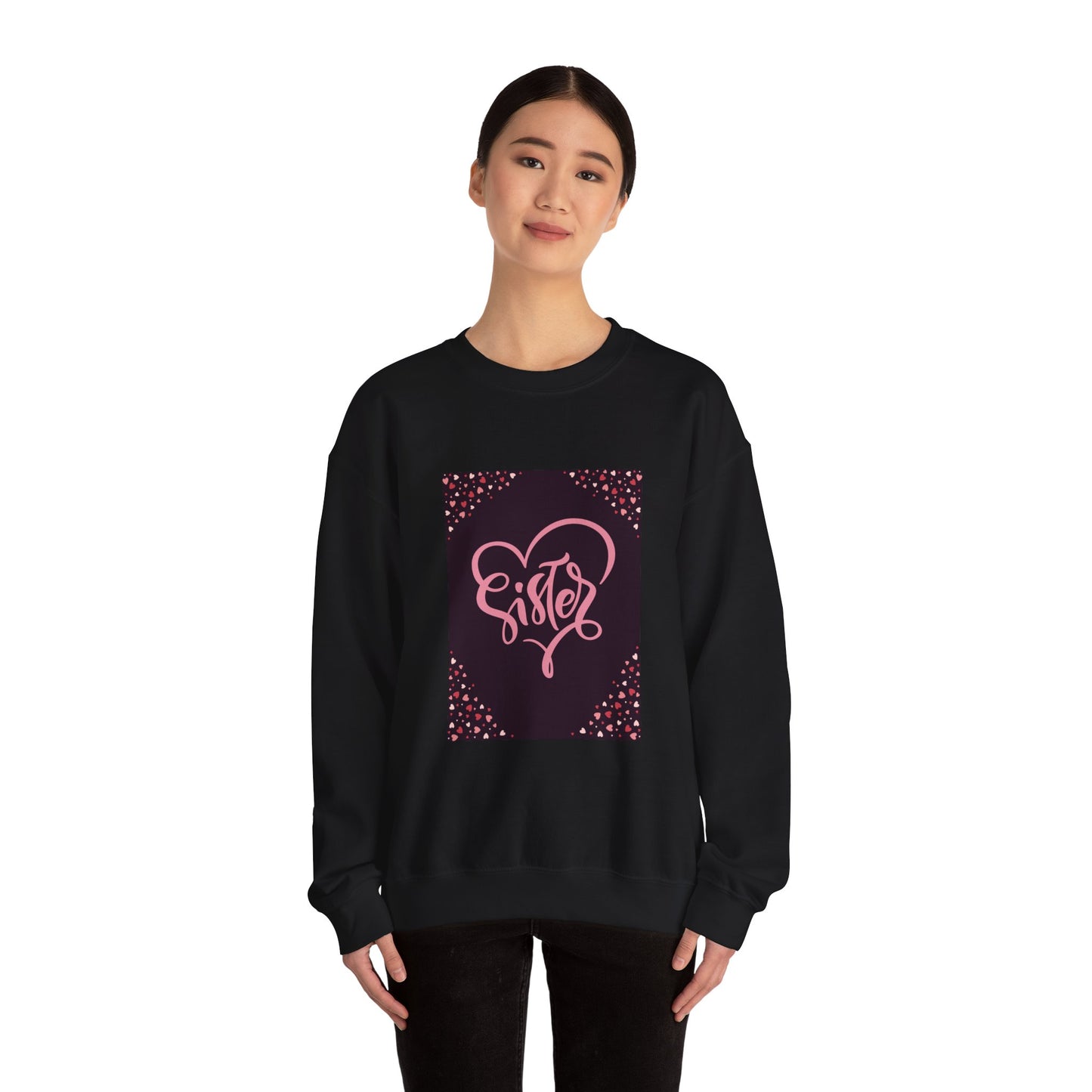 Sister Love Heart Crewneck Sweatshirt - Cozy Gift for Siblings