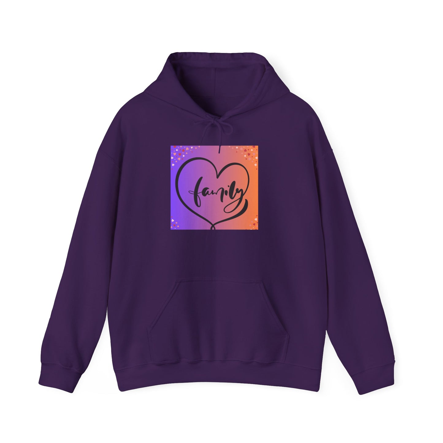 Family Heart Unisex Hooded Sweatshirt - Cozy & Vibrant Pullover for Loved Ones