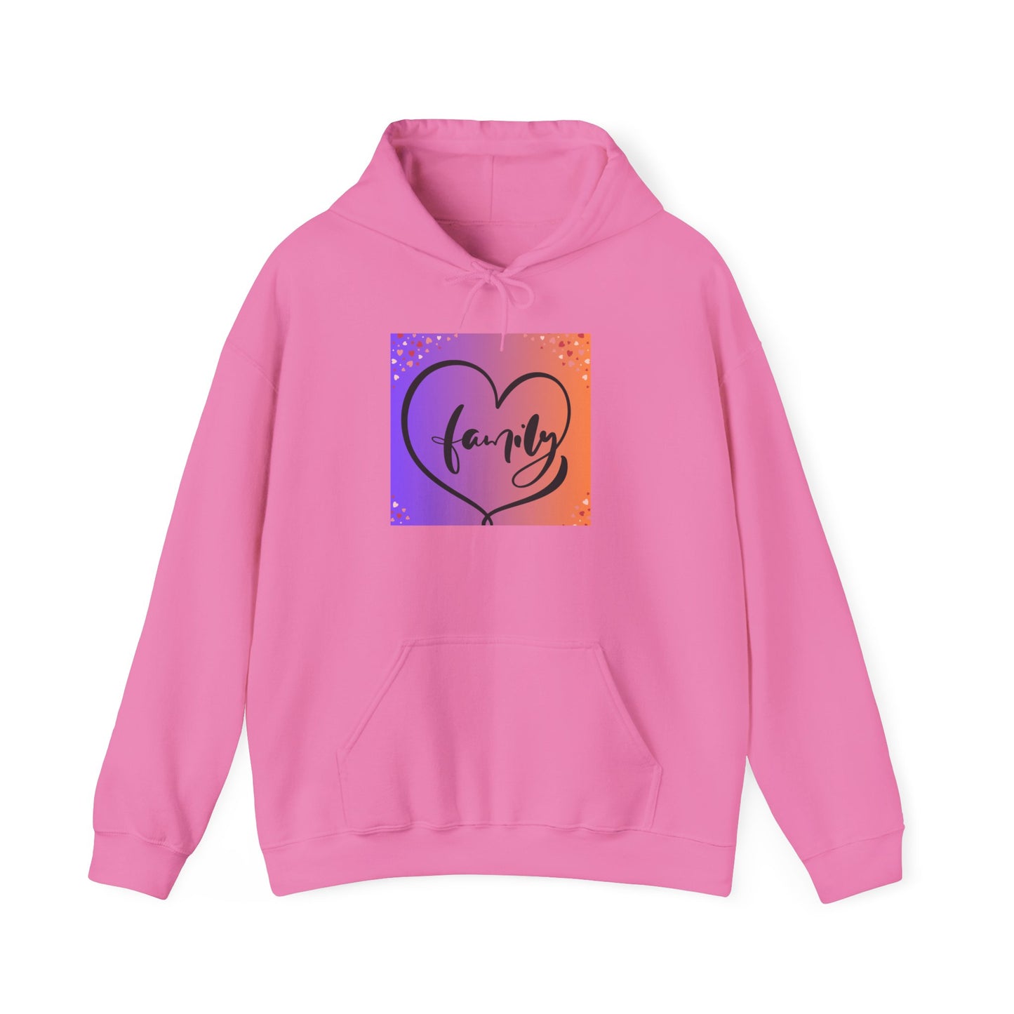 Family Heart Unisex Hooded Sweatshirt - Cozy & Vibrant Pullover for Loved Ones
