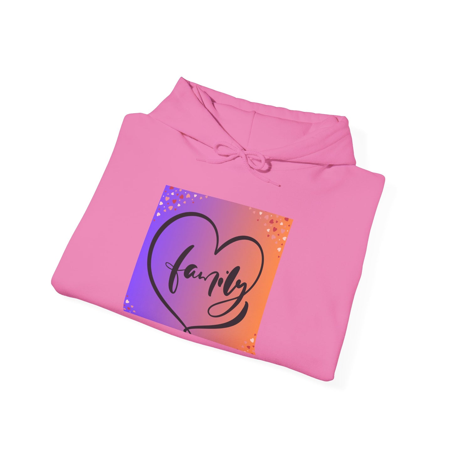 Family Heart Unisex Hooded Sweatshirt - Cozy & Vibrant Pullover for Loved Ones
