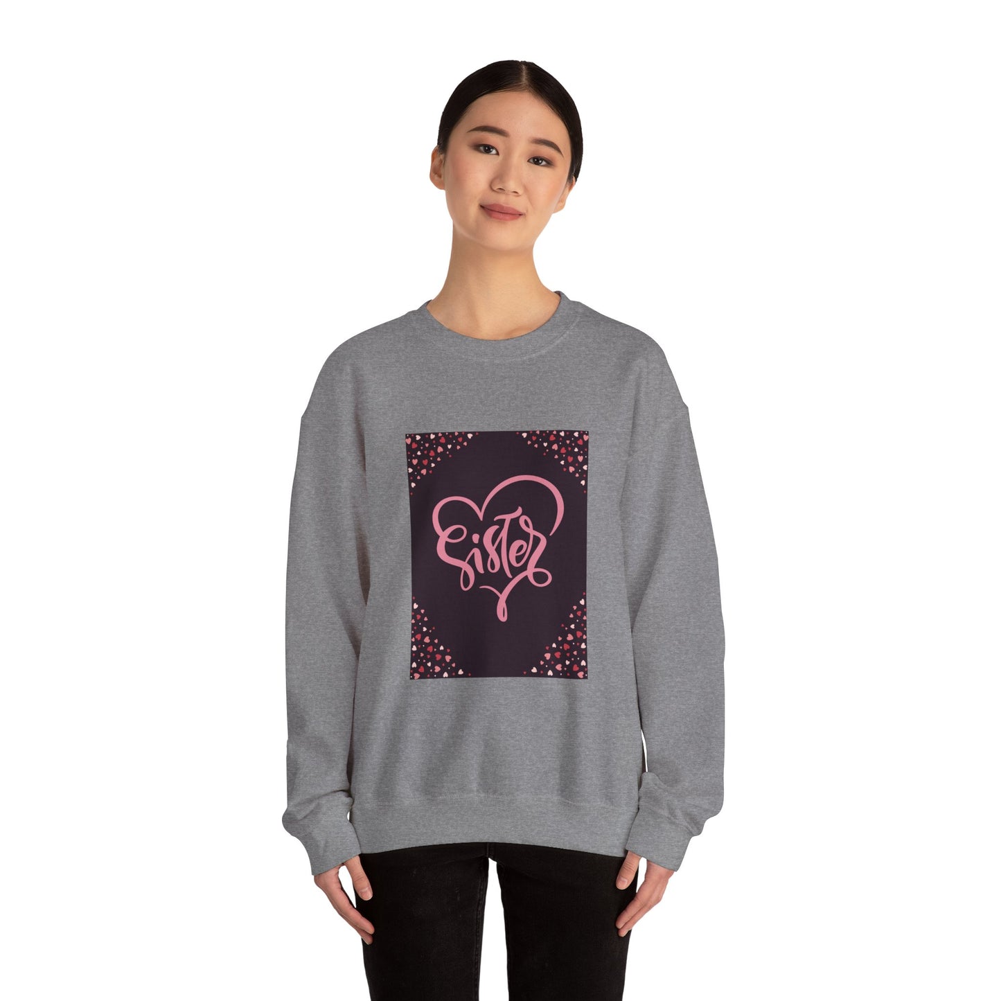 Sister Love Heart Crewneck Sweatshirt - Cozy Gift for Siblings