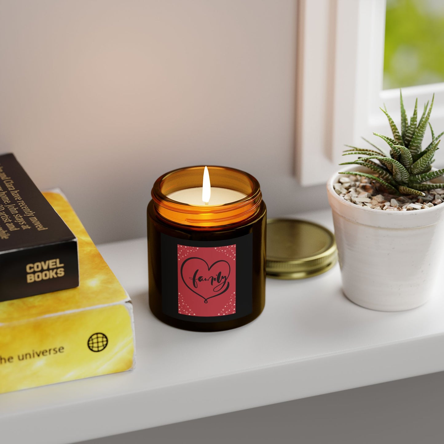 Family Scented Candle - Coconut Apricot Wax (4oz, 9oz) - Warm Home Ambiance