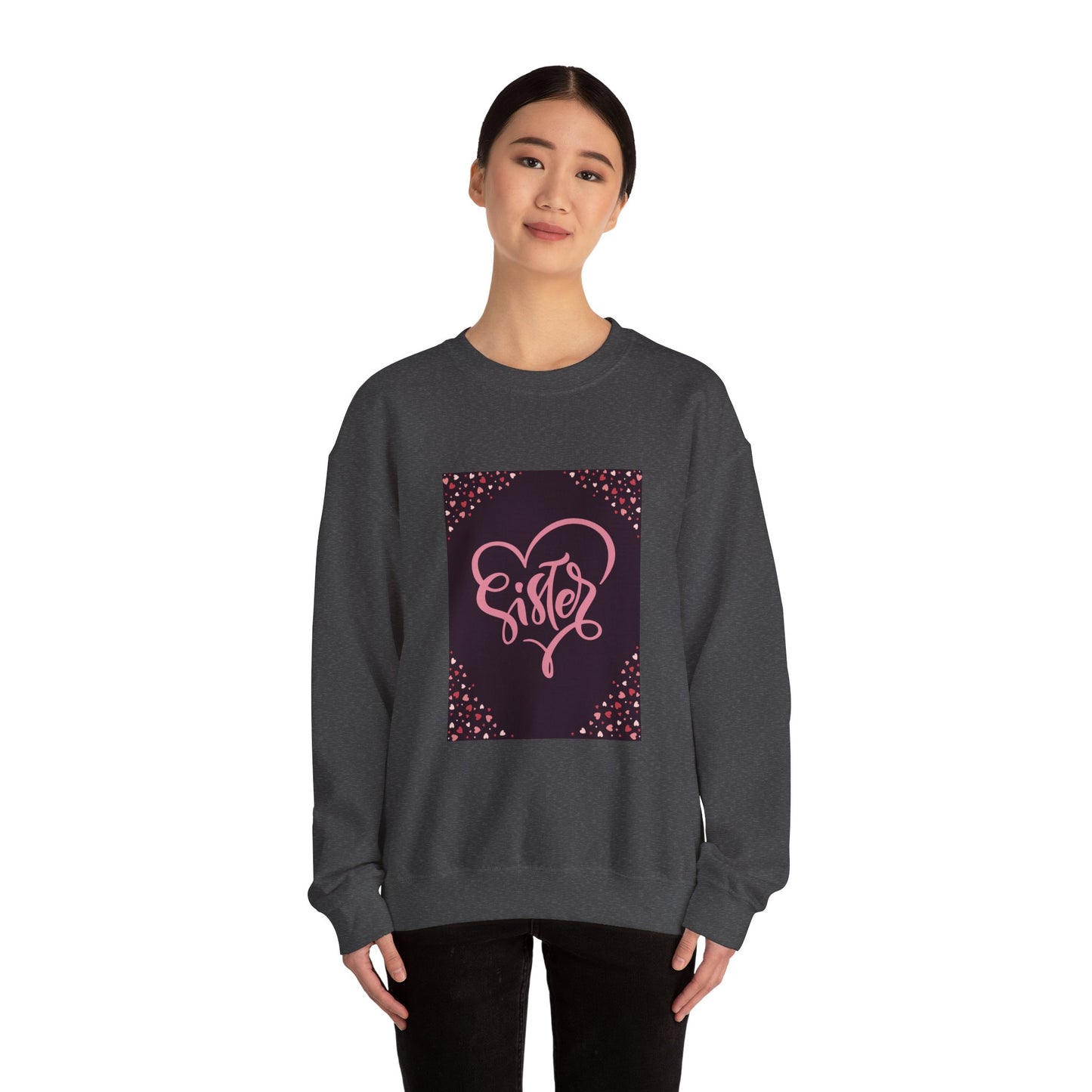 Sister Love Heart Crewneck Sweatshirt - Cozy Gift for Siblings