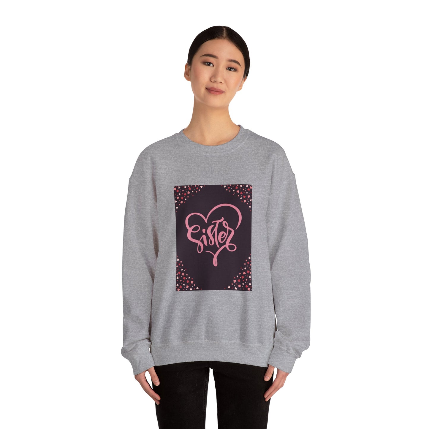 Sister Love Heart Crewneck Sweatshirt - Cozy Gift for Siblings