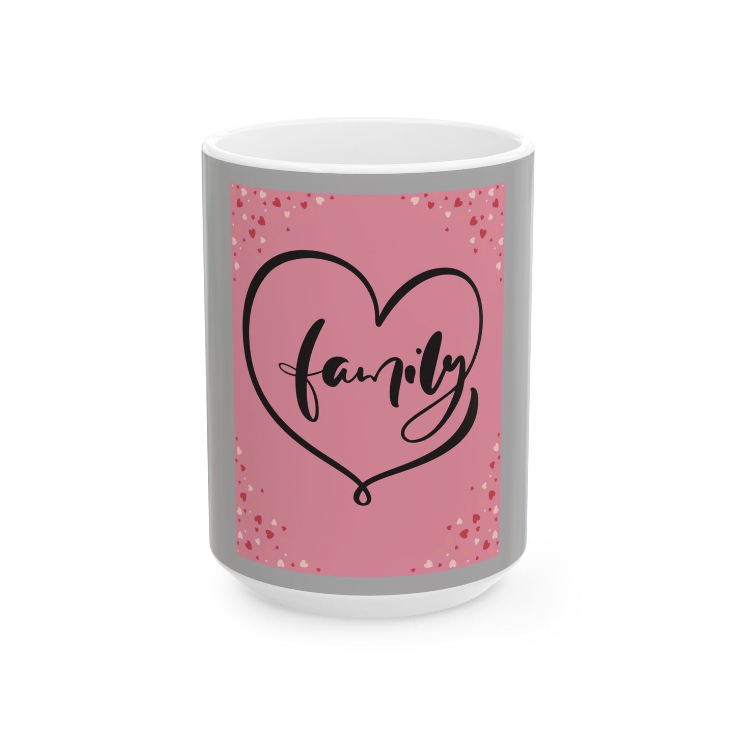 Family Love Ceramic Mug - Heart Design, Perfect Gift for Family Gatherings & Celebrations