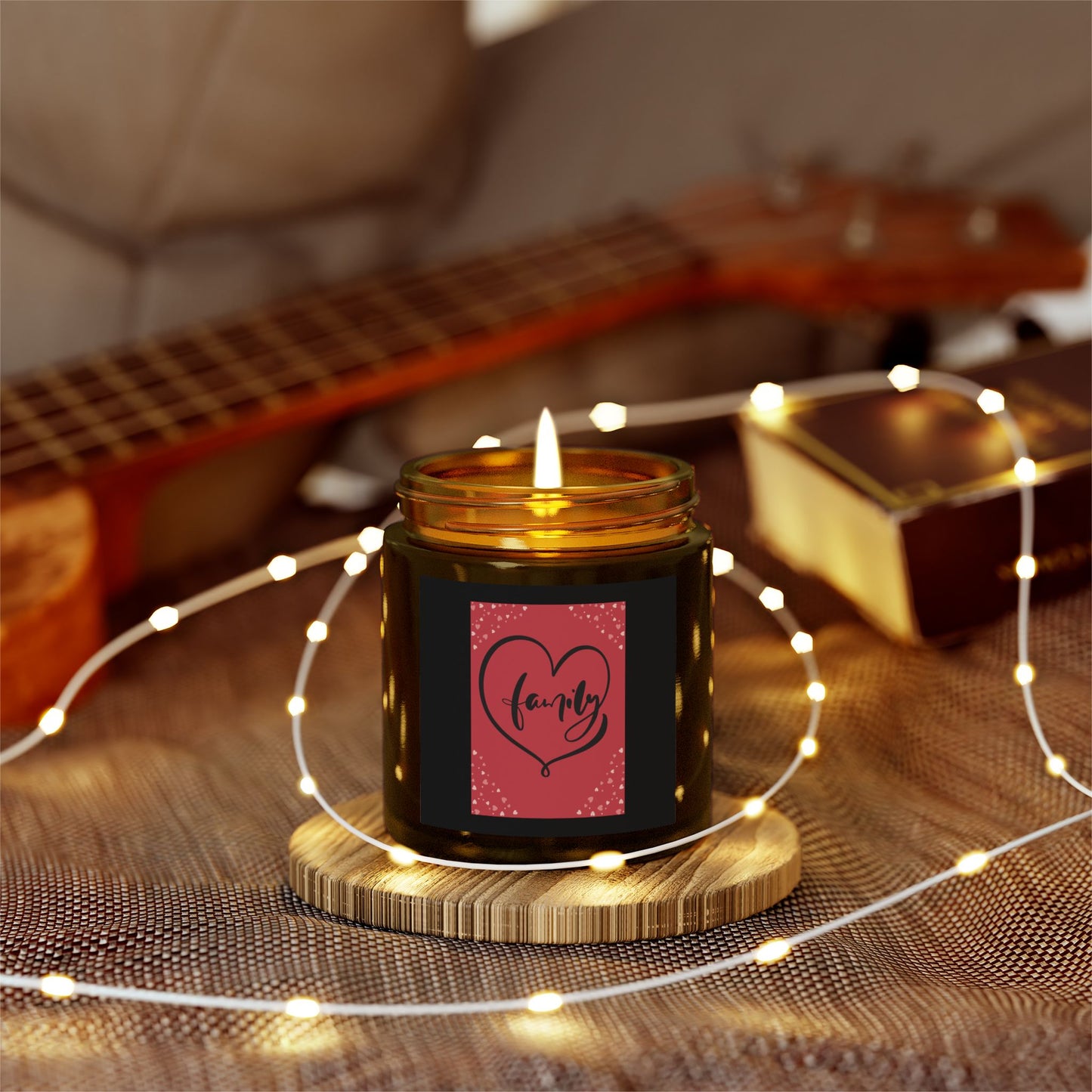 Family Scented Candle - Coconut Apricot Wax (4oz, 9oz) - Warm Home Ambiance
