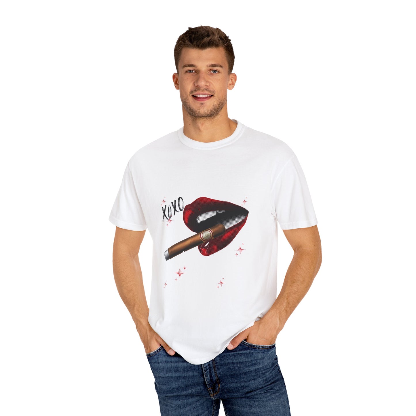 XOXO Red Lip and Cigar Unisex Garment-Dyed T-Shirt