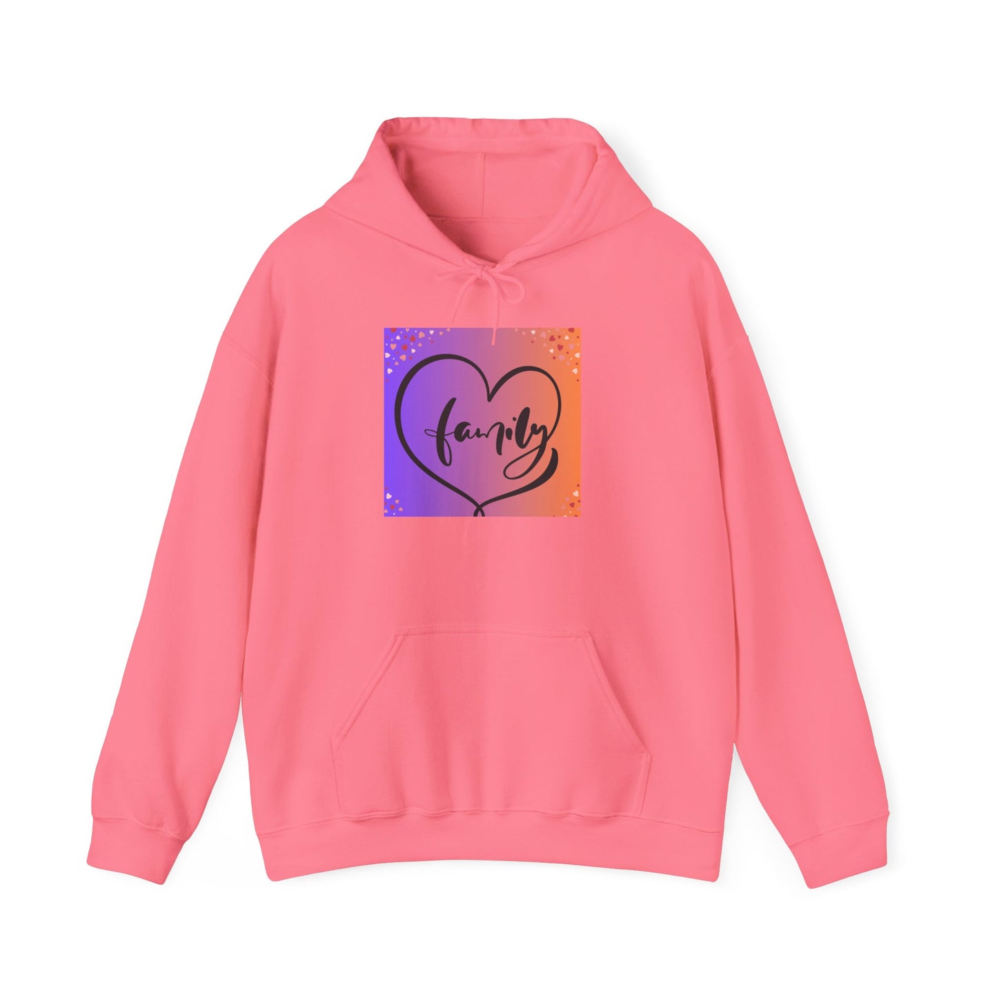 Family Heart Unisex Hooded Sweatshirt - Cozy & Vibrant Pullover for Loved Ones