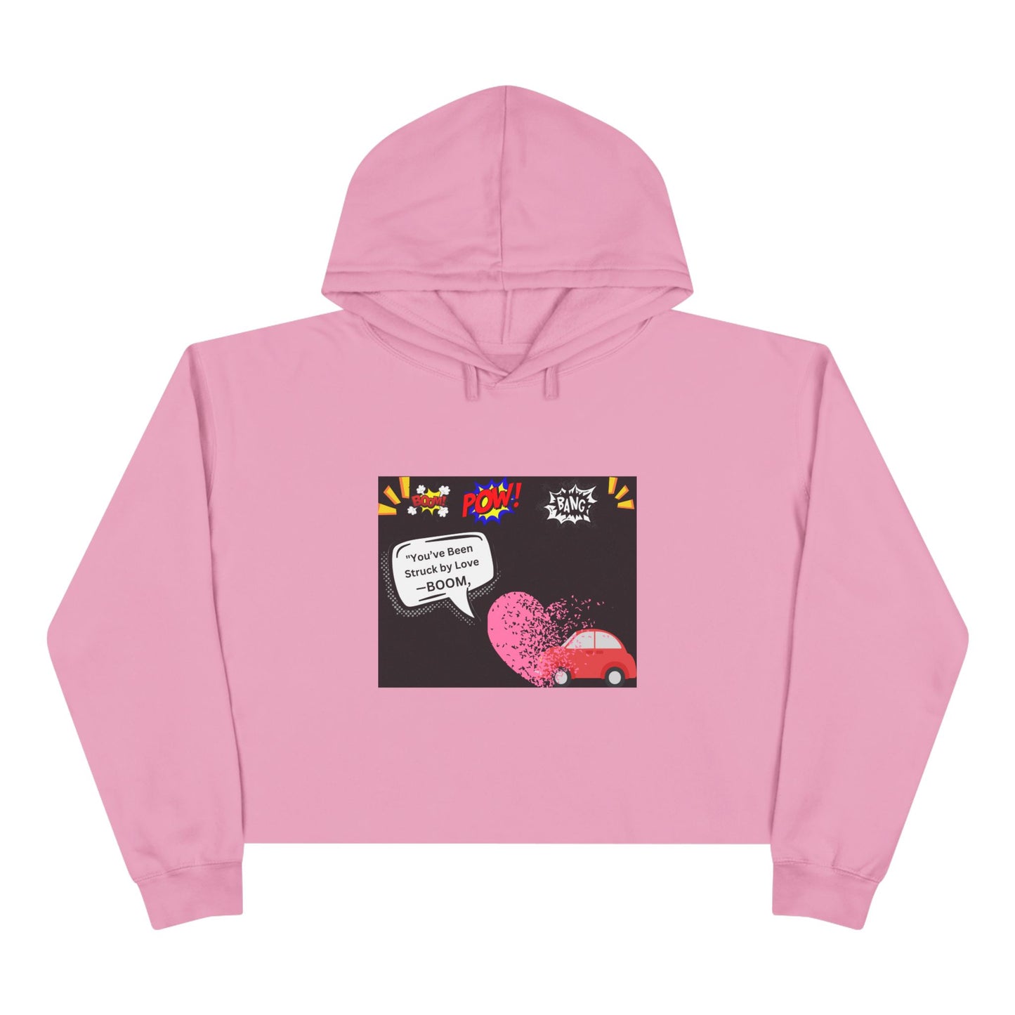 You been Struck by Love-Fun Pop Art Crop Hoodie - Cute Heart Car Design