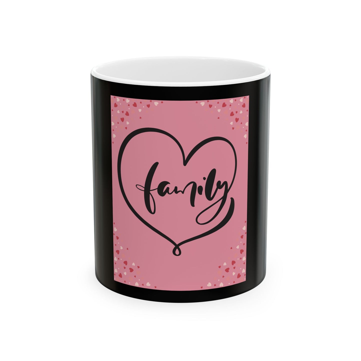 Family Love Ceramic Mug - Heart Design, 11oz & 15oz