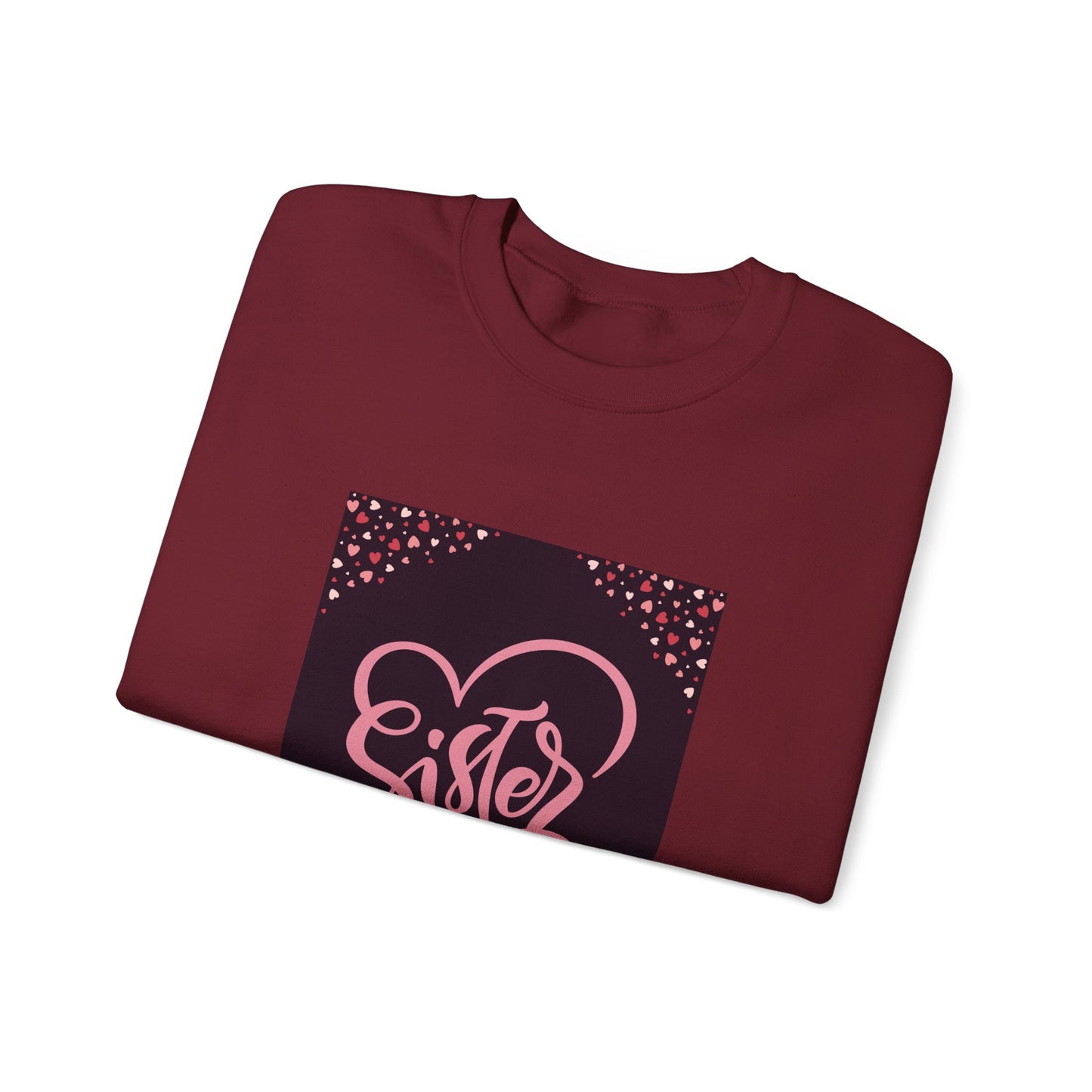 Sister Love Heart Crewneck Sweatshirt - Cozy Gift for Siblings