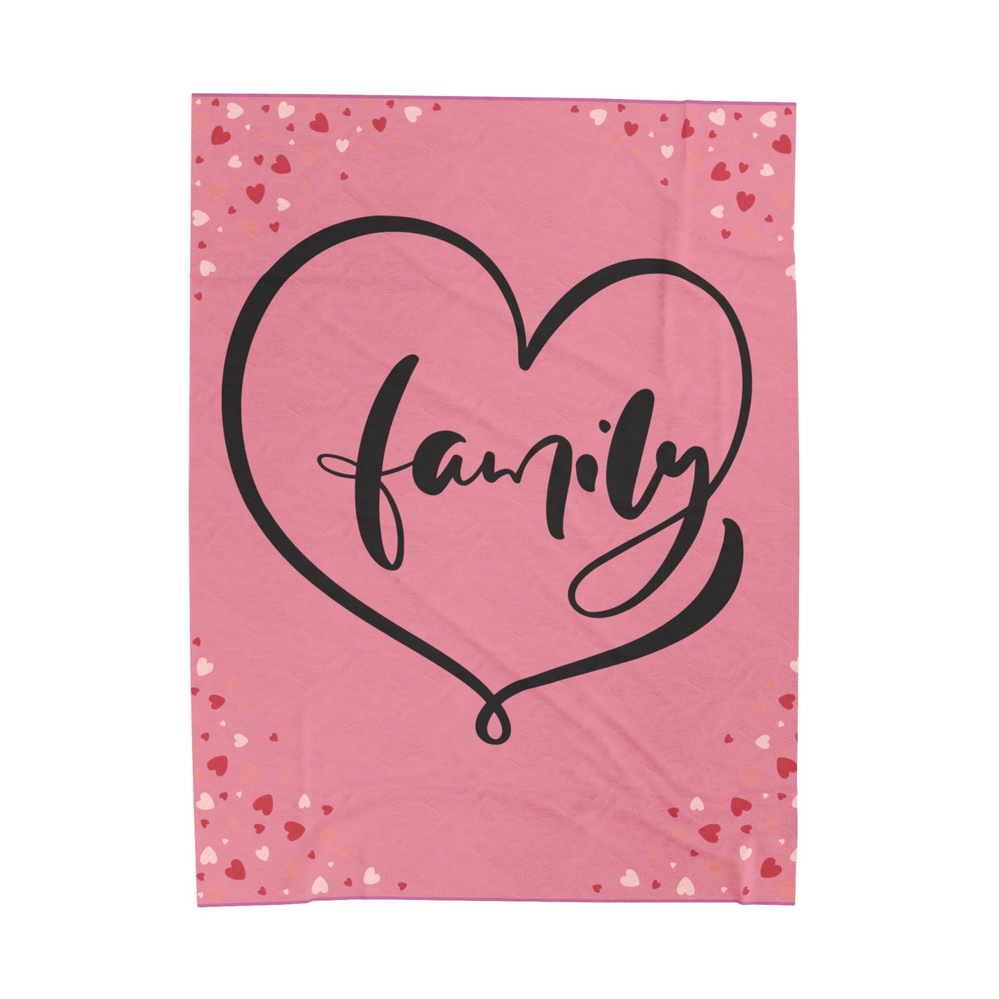 Family Love Cozy Velveteen Plush Blanket - Heart Design