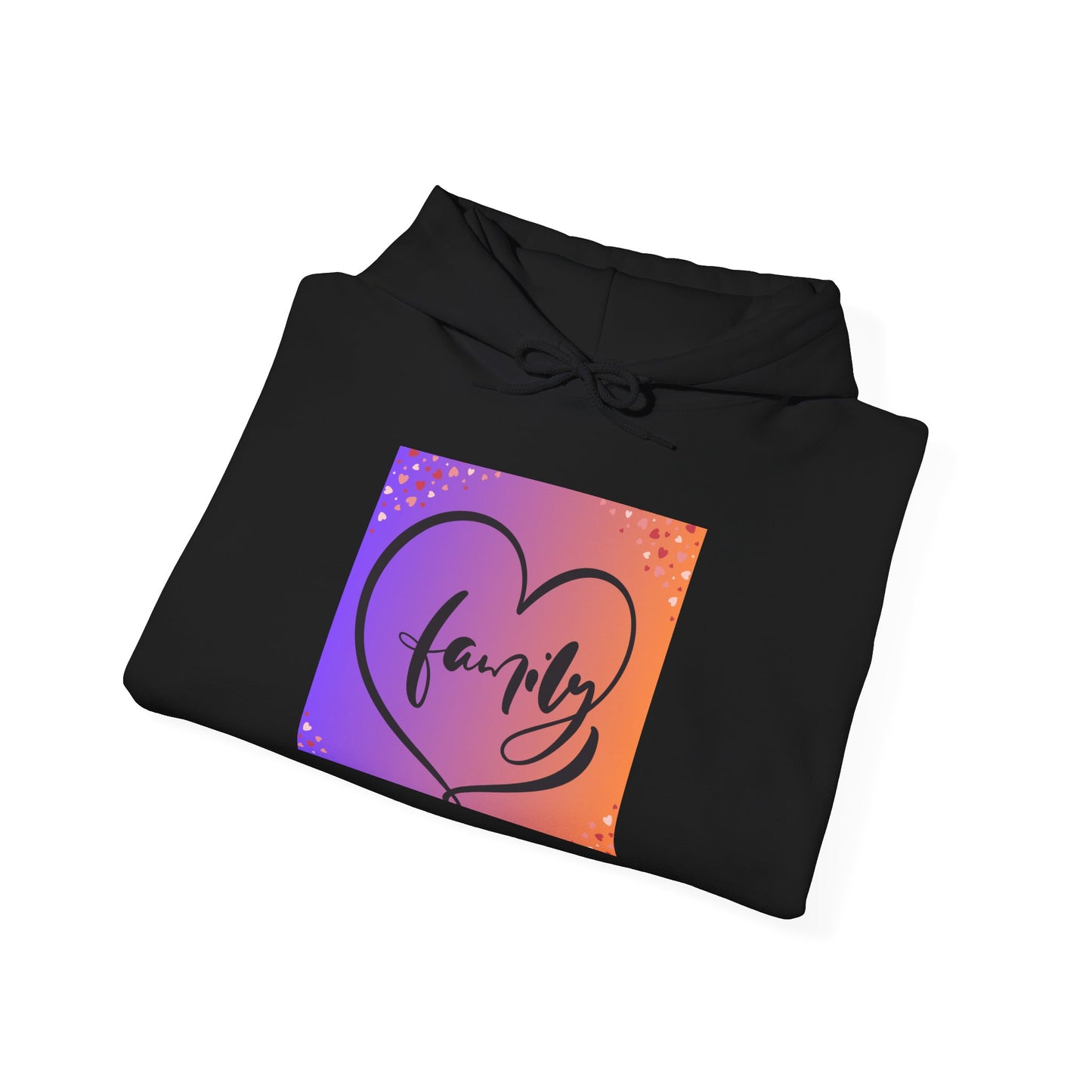Family Heart Unisex Hooded Sweatshirt - Cozy & Vibrant Pullover for Loved Ones