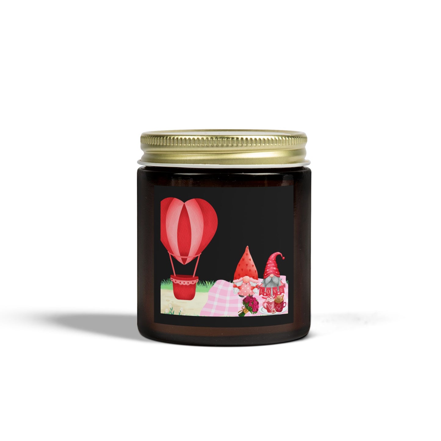 Love is in the Air Valentines Day -Scented Candle - Coconut Apricot Wax with Hot Air Balloon Design - Perfect for Cozy Evenings & Gifts