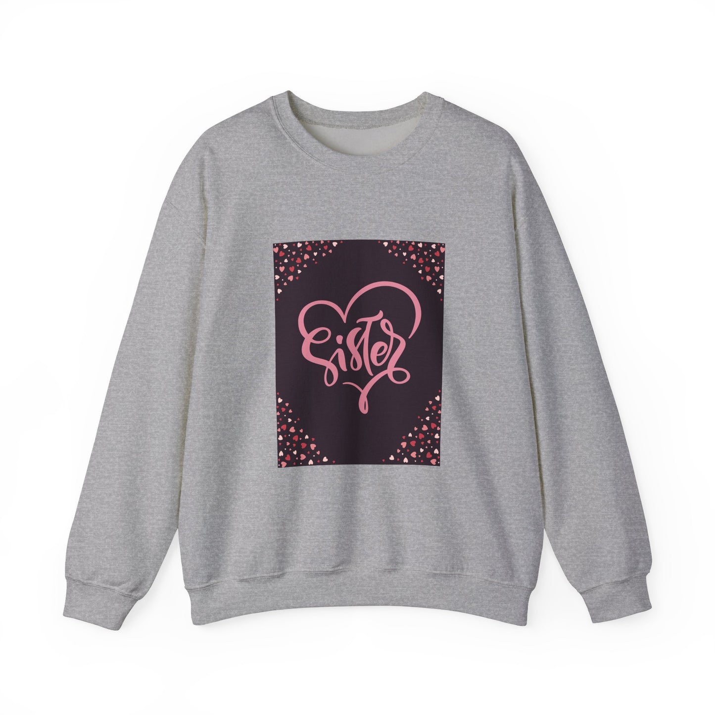Sister Love Heart Crewneck Sweatshirt - Cozy Gift for Siblings
