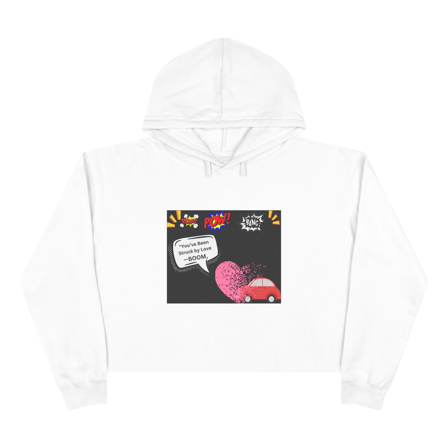 You been Struck by Love-Fun Pop Art Crop Hoodie - Cute Heart Car Design
