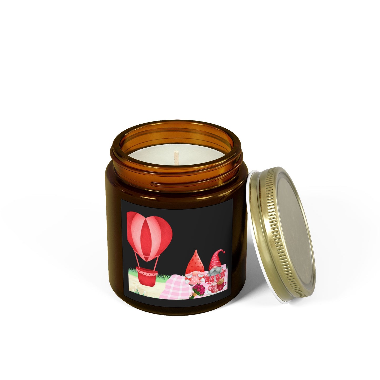 Love is in the Air Valentines Day -Scented Candle - Coconut Apricot Wax with Hot Air Balloon Design - Perfect for Cozy Evenings & Gifts