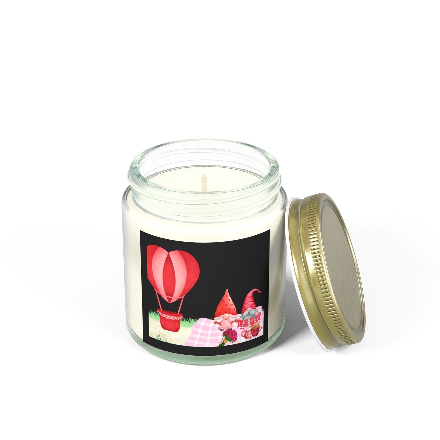 Love is in the Air Valentines Day -Scented Candle - Coconut Apricot Wax with Hot Air Balloon Design - Perfect for Cozy Evenings & Gifts