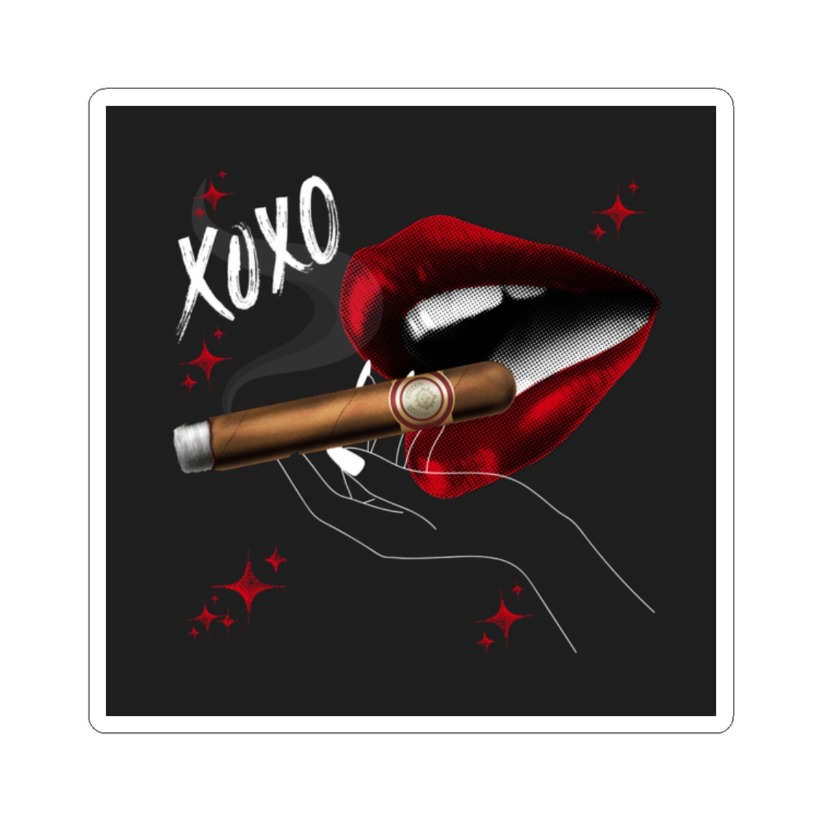 XOXO Kiss-Cut Stickers - Bold Lip & Cigar Design for Trendy Homes & Gifts