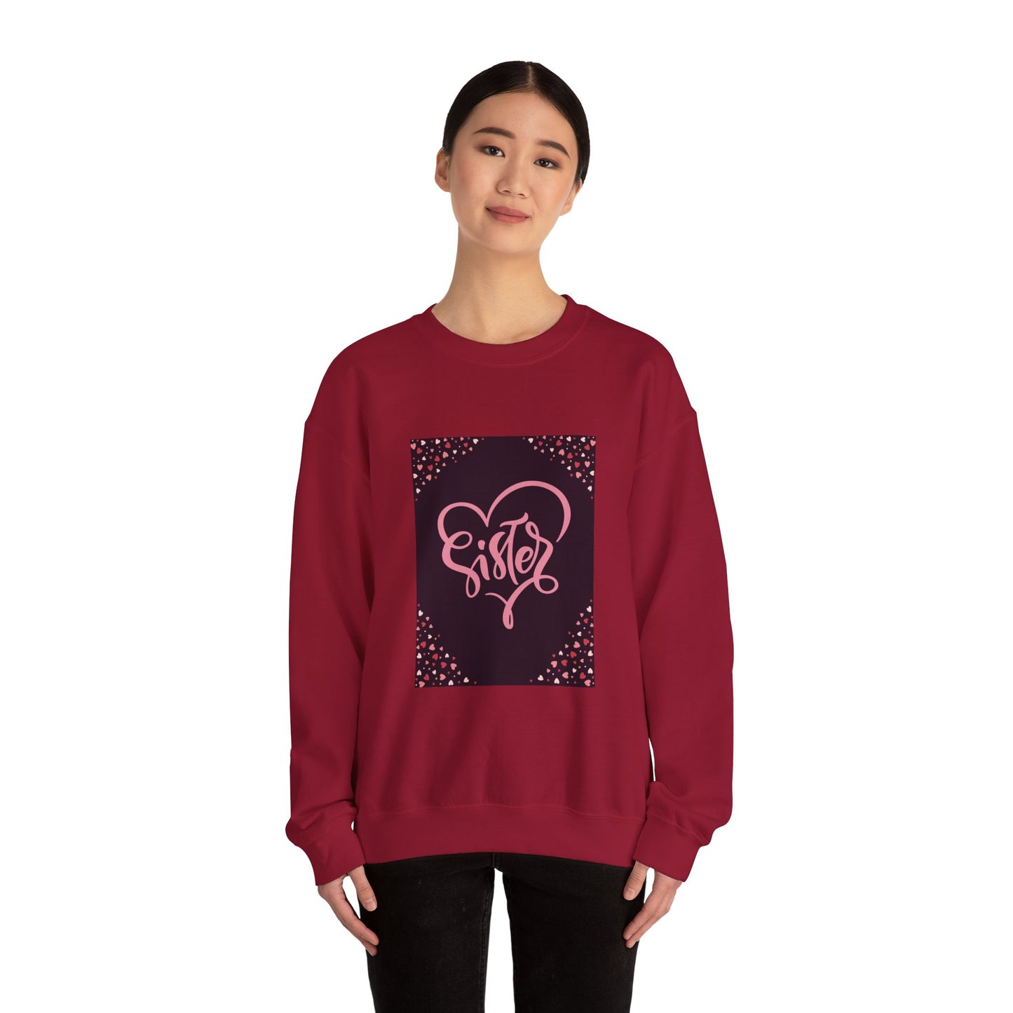Sister Love Heart Crewneck Sweatshirt - Cozy Gift for Siblings