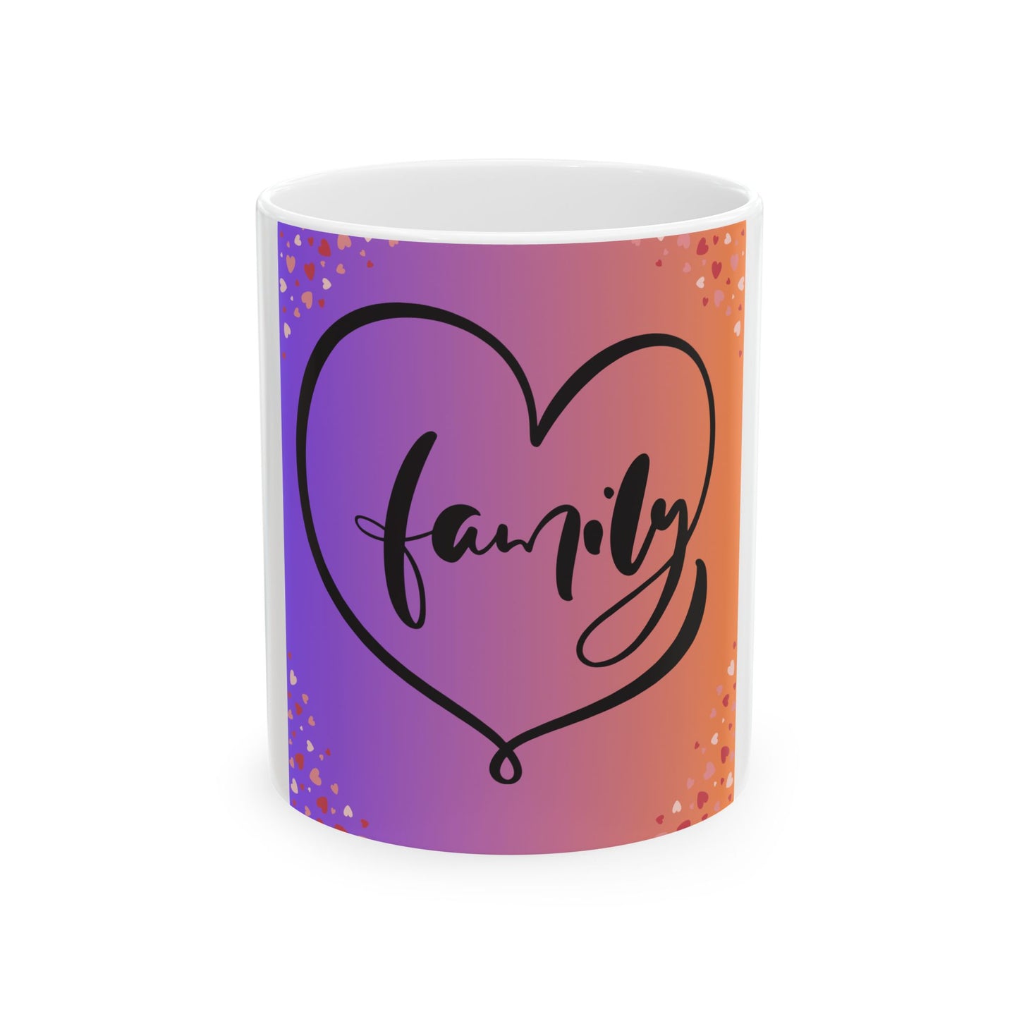 Family Love Heart Ceramic Mug - Vibrant 11oz & 15oz Coffee Cup for Loved Ones