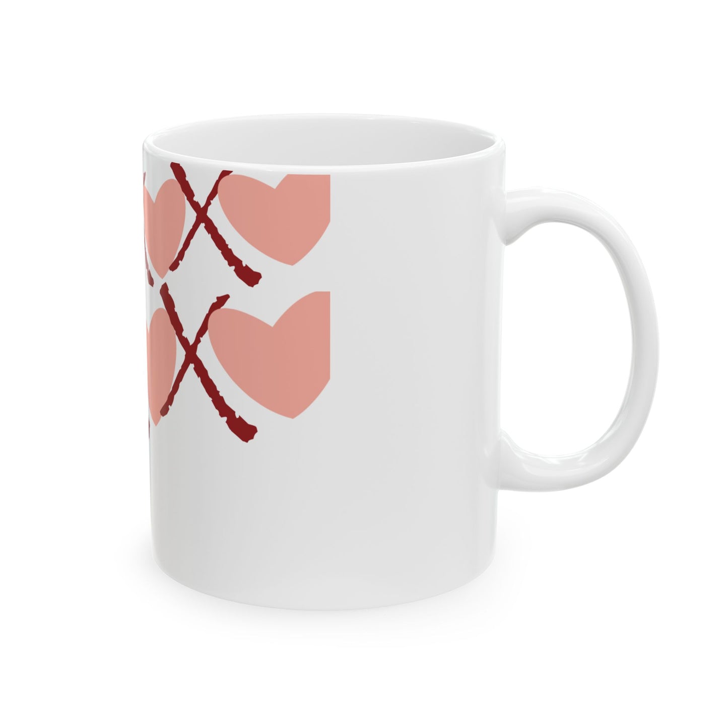 Valentine's Day Ceramic Mug - Heart & XOXO Design - Perfect Gift for Loved Ones