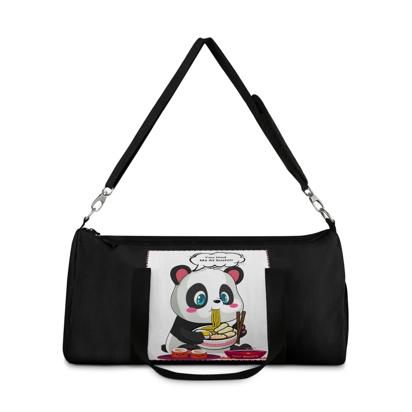 Sushi Lovers-Cute Panda Duffel Bag - Perfect for Travel and Gym with Fun Food Design