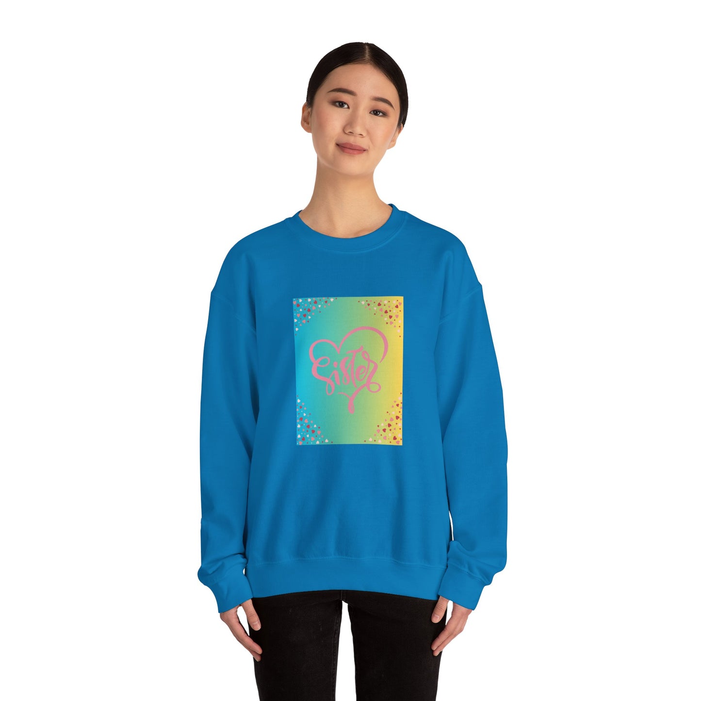 Sister Love Crewneck Sweatshirt - Colorful Heart Design
