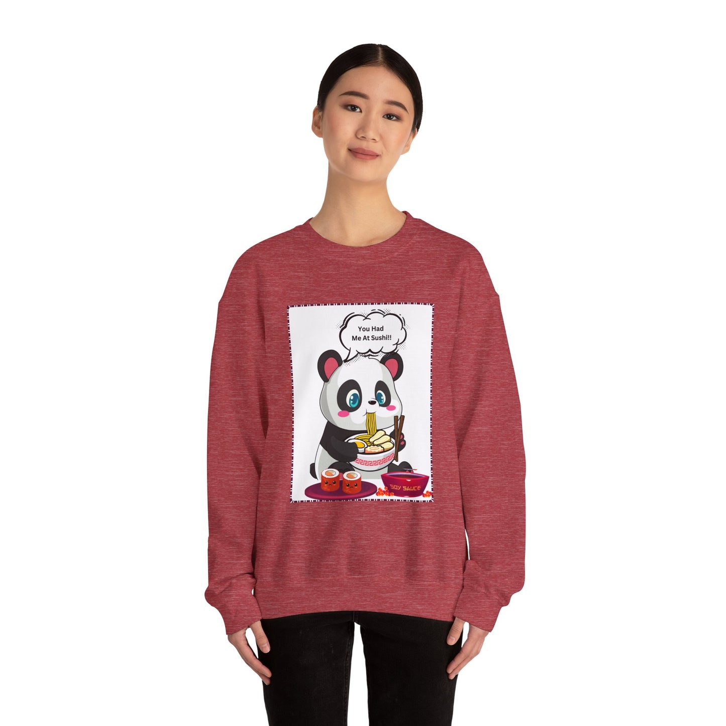 Sushi Lovers-Panda Sushi Lover Crewneck Sweatshirt - Unisex Heavy Blend™